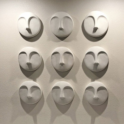 10" White Ceramic Face Round Wall Decor