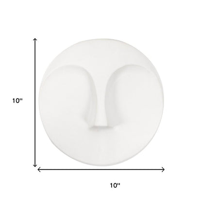 10" White Ceramic Face Round Wall Decor