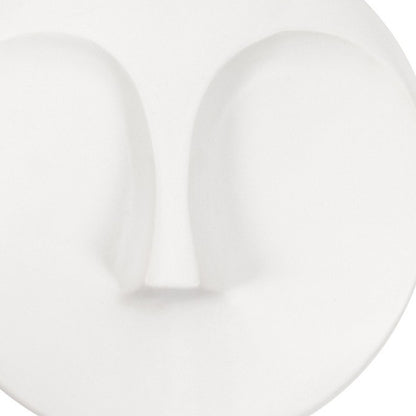 10" White Ceramic Face Round Wall Decor