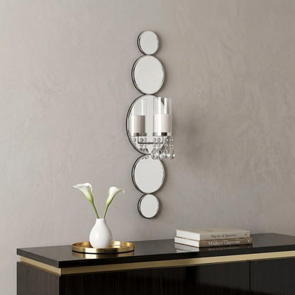 Silver and Clear Modern Bling Mirrored Wall Sconce