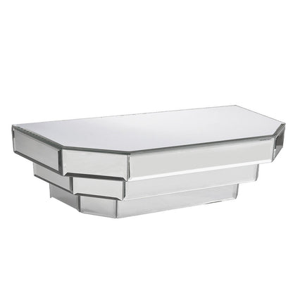 16" Silver Mirrored Glass Hanging Dimensional Floating Shelf
