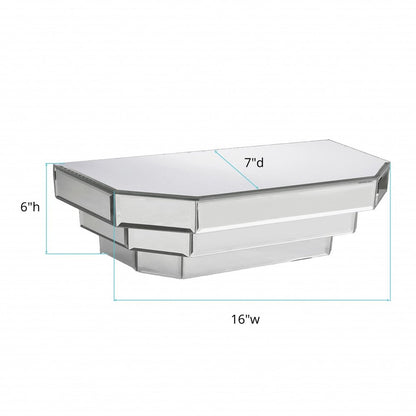 16" Silver Mirrored Glass Hanging Dimensional Floating Shelf