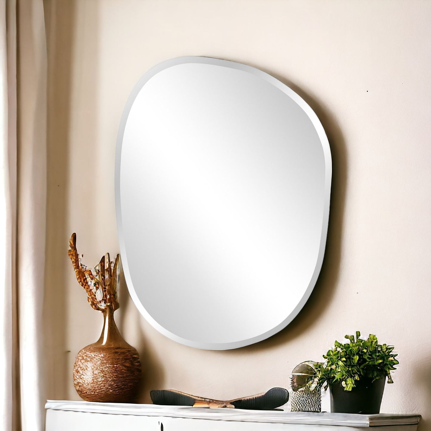 24" Abstract Unframed Accent Mirror