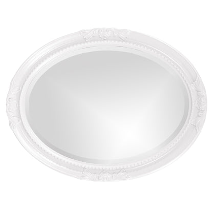 Oval Mirror In A Glossy White Wood Frame