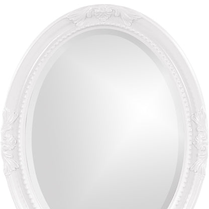 Oval Mirror In A Glossy White Wood Frame