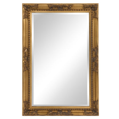 Rectangular Antiqued Gold Wood Frame Mirror