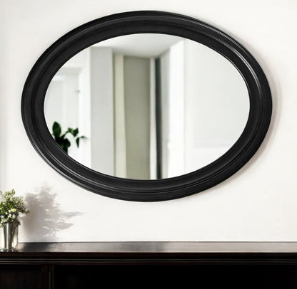 33" Black Oval Framed Accent Mirror
