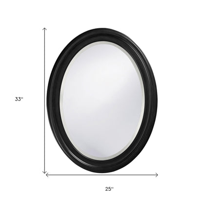 Oval Shaped Black Wood Frame Mirror