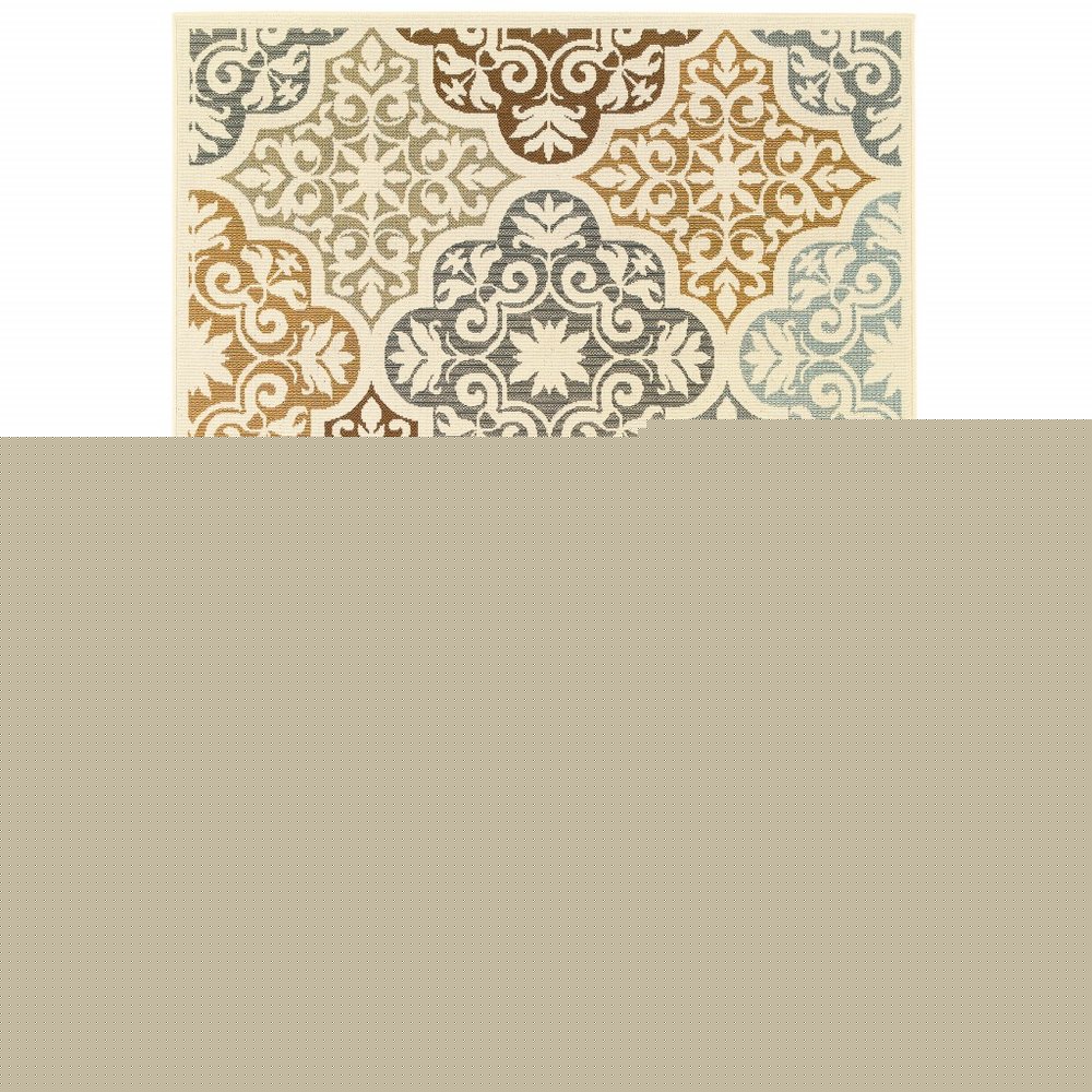 8' X 13' Gray And Ivory Moroccan Indoor Outdoor Area Rug