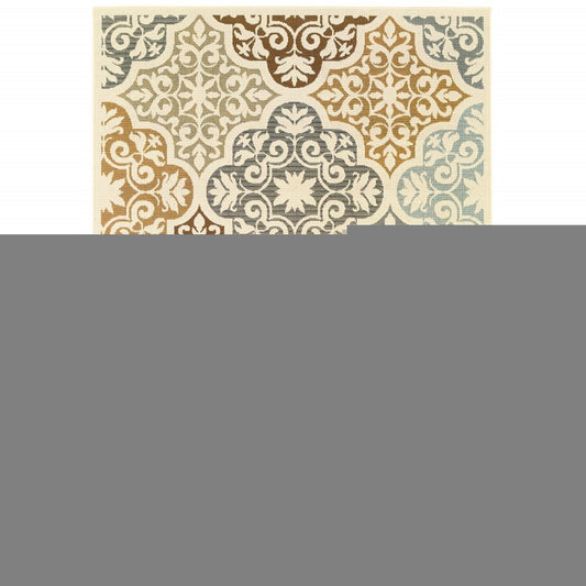 8' X 13' Gray And Ivory Moroccan Indoor Outdoor Area Rug