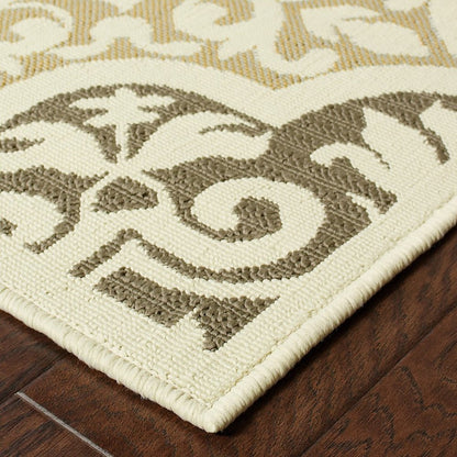 8' X 13' Gray And Ivory Moroccan Indoor Outdoor Area Rug