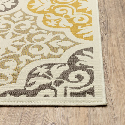 8' X 13' Gray And Ivory Moroccan Indoor Outdoor Area Rug