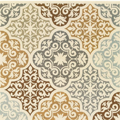 8' X 13' Gray And Ivory Moroccan Indoor Outdoor Area Rug