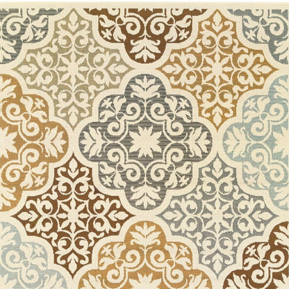 8' X 13' Gray And Ivory Moroccan Indoor Outdoor Area Rug