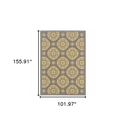 8' X 13' Gray Moroccan Indoor Outdoor Area Rug