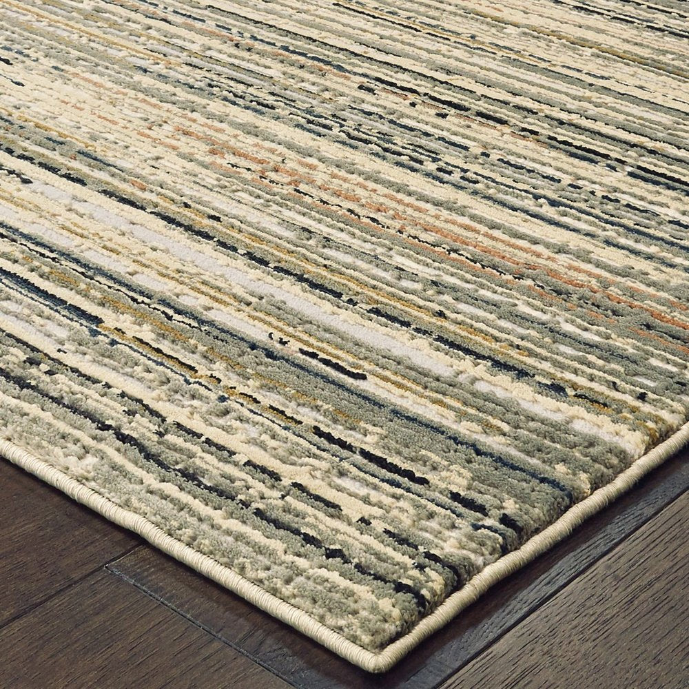 4' X 6' Ivory And Sage Abstract Area Rug