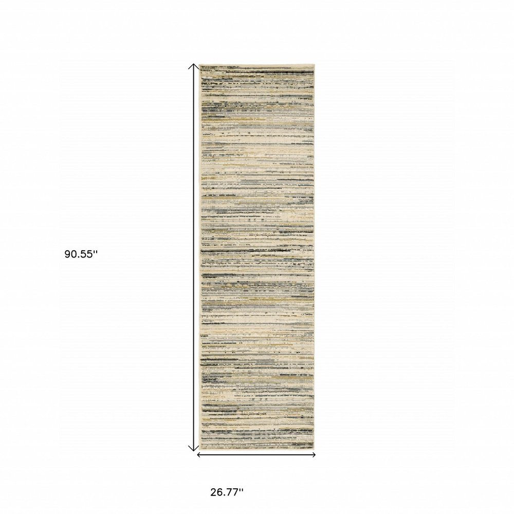 6' X 9' Ivory And Sage Abstract Area Rug