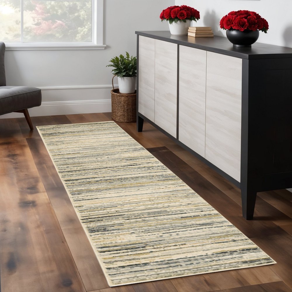 5' X 8' Ivory And Sage Abstract Area Rug