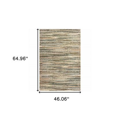 6' X 9' Ivory And Sage Abstract Area Rug