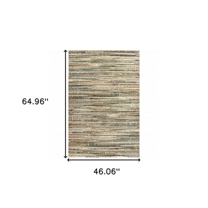 5' X 8' Ivory And Sage Abstract Area Rug
