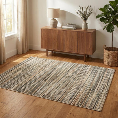 4' X 6' Ivory And Sage Abstract Area Rug