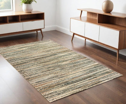 6' X 9' Ivory And Sage Abstract Area Rug