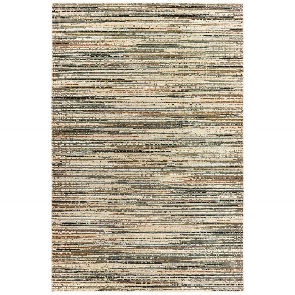 6' X 9' Ivory And Sage Abstract Area Rug