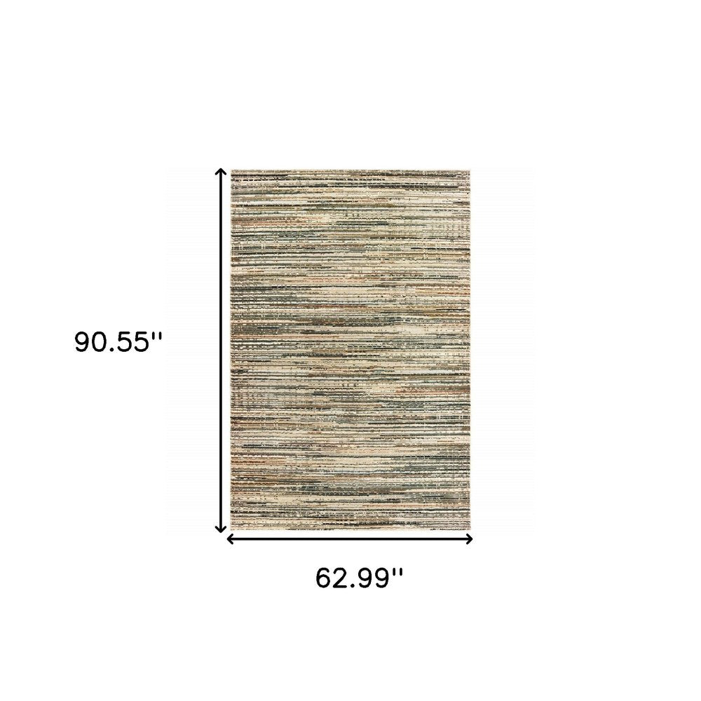 4' X 6' Ivory And Sage Abstract Area Rug