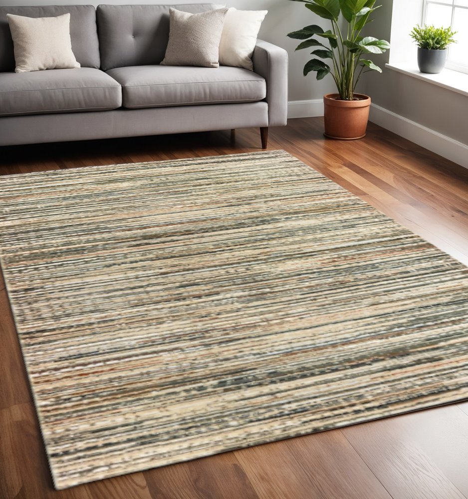 4' X 6' Ivory And Sage Abstract Area Rug