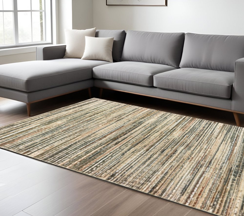 4' X 6' Ivory And Sage Abstract Area Rug