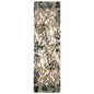 2' X 8' Ivory Navy Abstract Marble Indoor Runner Rug