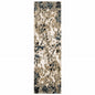 2' X 8' Ivory Navy Abstract Marble Indoor Runner Rug