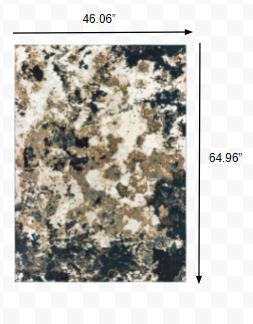 5' X 8' Ivory And Navy Blue Abstract Area Rug