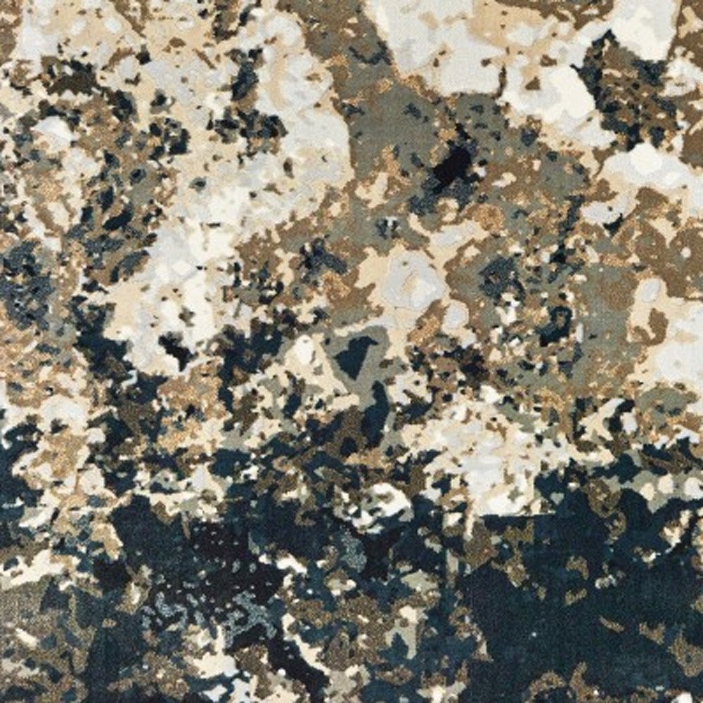 4' X 6' Ivory And Navy Blue Abstract Area Rug