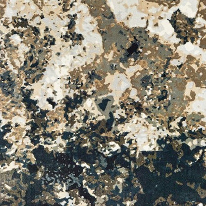 4' X 6' Ivory And Navy Blue Abstract Area Rug