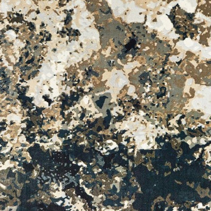 5' X 8' Ivory And Navy Blue Abstract Area Rug