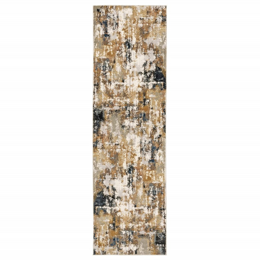 4' X 6' Ivory And Gray Abstract Area Rug