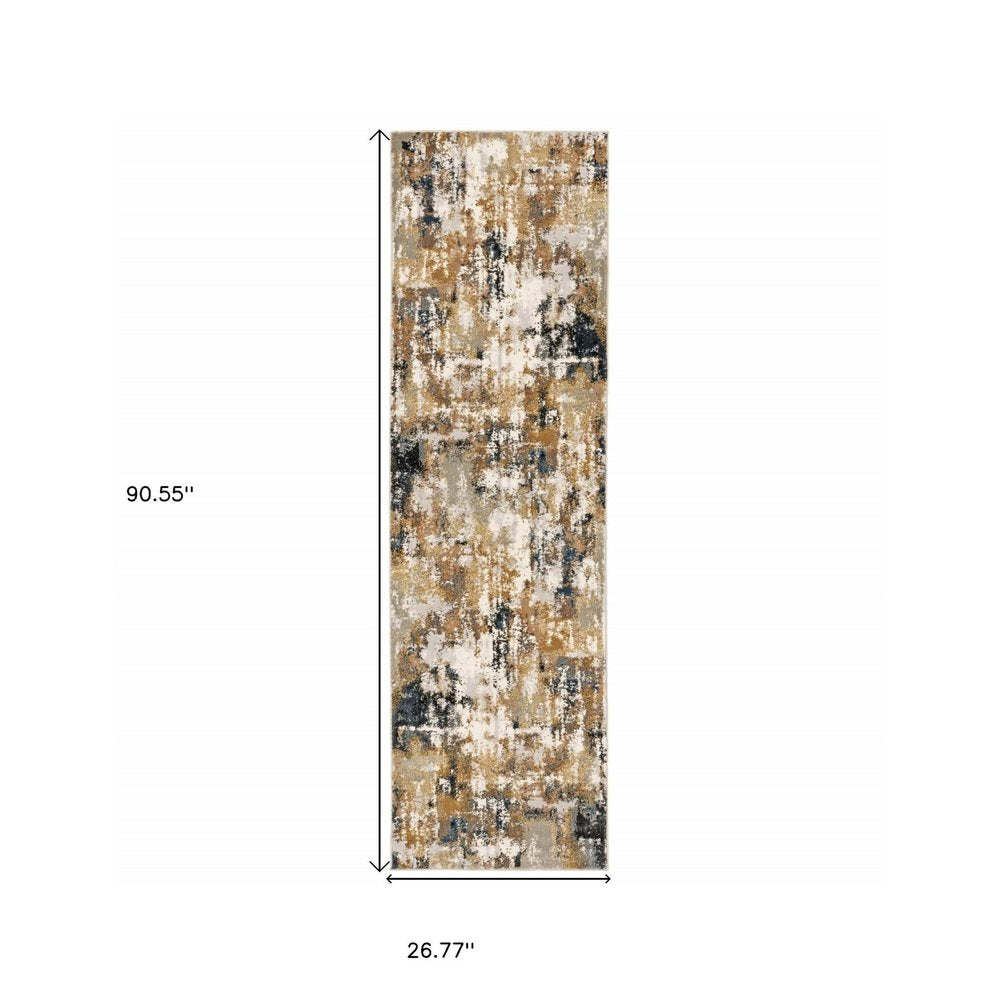4' X 6' Ivory And Gray Abstract Area Rug