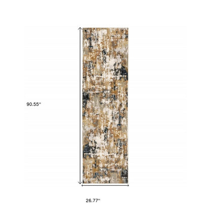 4' X 6' Ivory And Gray Abstract Area Rug