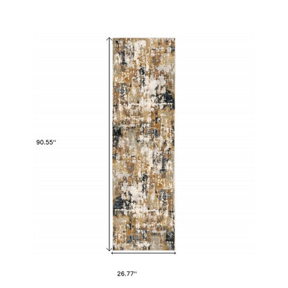 5' X 8' Ivory And Gray Abstract Area Rug