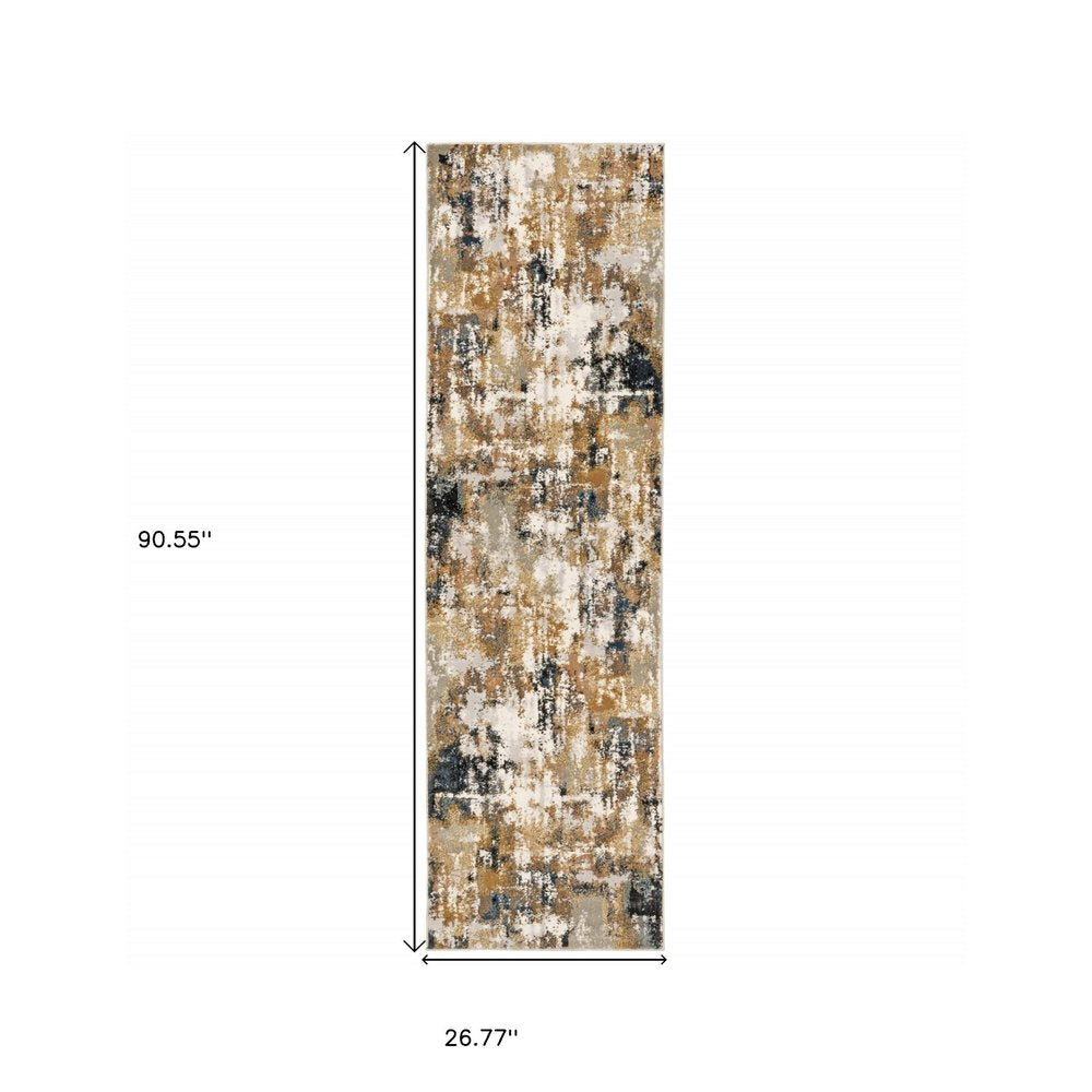 4' X 6' Ivory And Gray Abstract Area Rug
