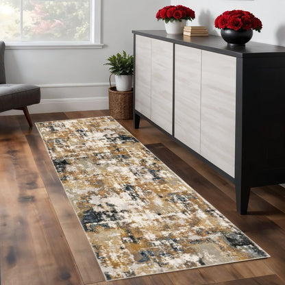 5' X 8' Ivory And Gray Abstract Area Rug