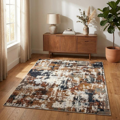4' X 6' Ivory And Gray Abstract Area Rug