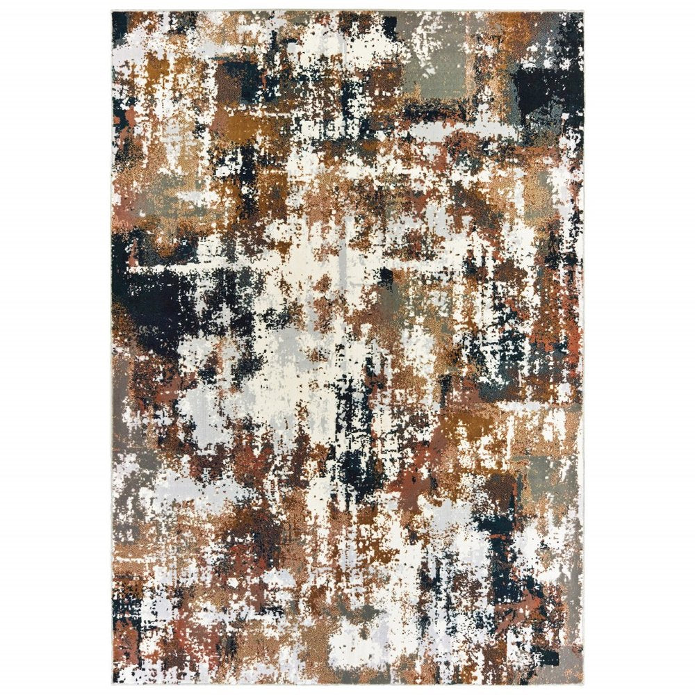 5' X 8' Ivory And Gray Abstract Area Rug