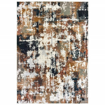 5' X 8' Ivory And Gray Abstract Area Rug