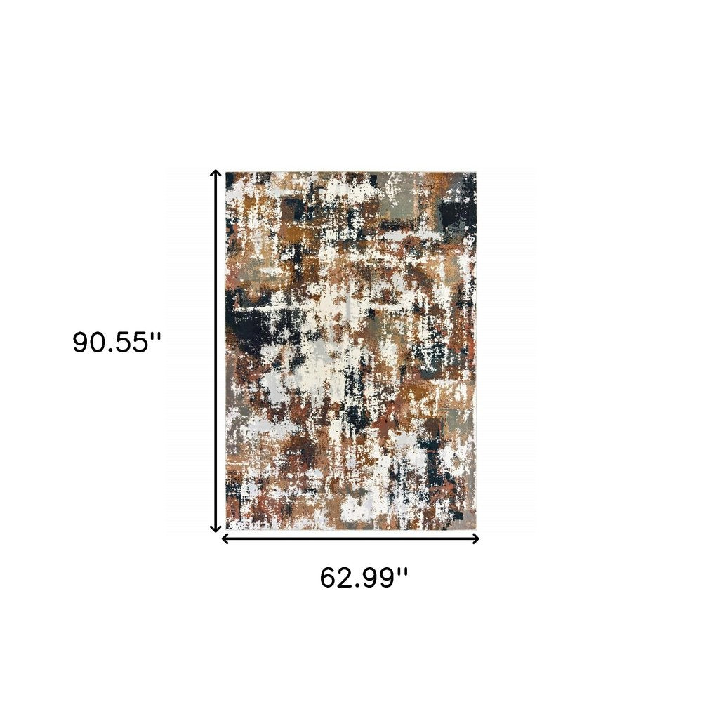 5' X 8' Ivory And Gray Abstract Area Rug