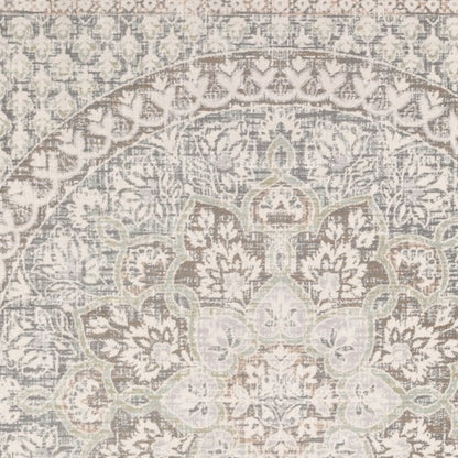 10' X 13' Ivory And Gray Medallion Distressed Area Rug