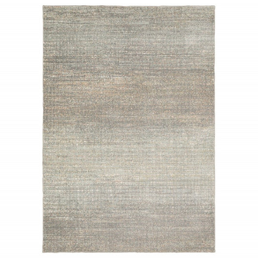 10' X 13' Gray And Green Abstract Distressed Area Rug