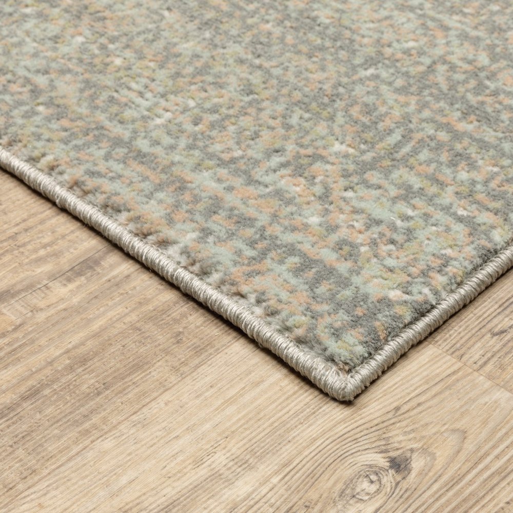 10' X 13' Gray And Green Abstract Distressed Area Rug