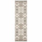 7' Ivory Gray Abstract Ikat Indoor Runner Rug